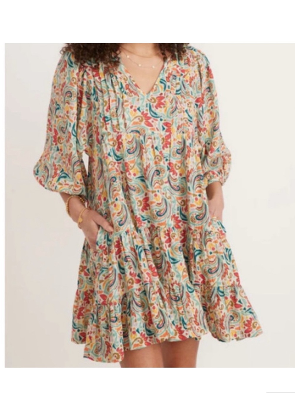 Marine Layer Paisley Tiered Gauze Dress XS